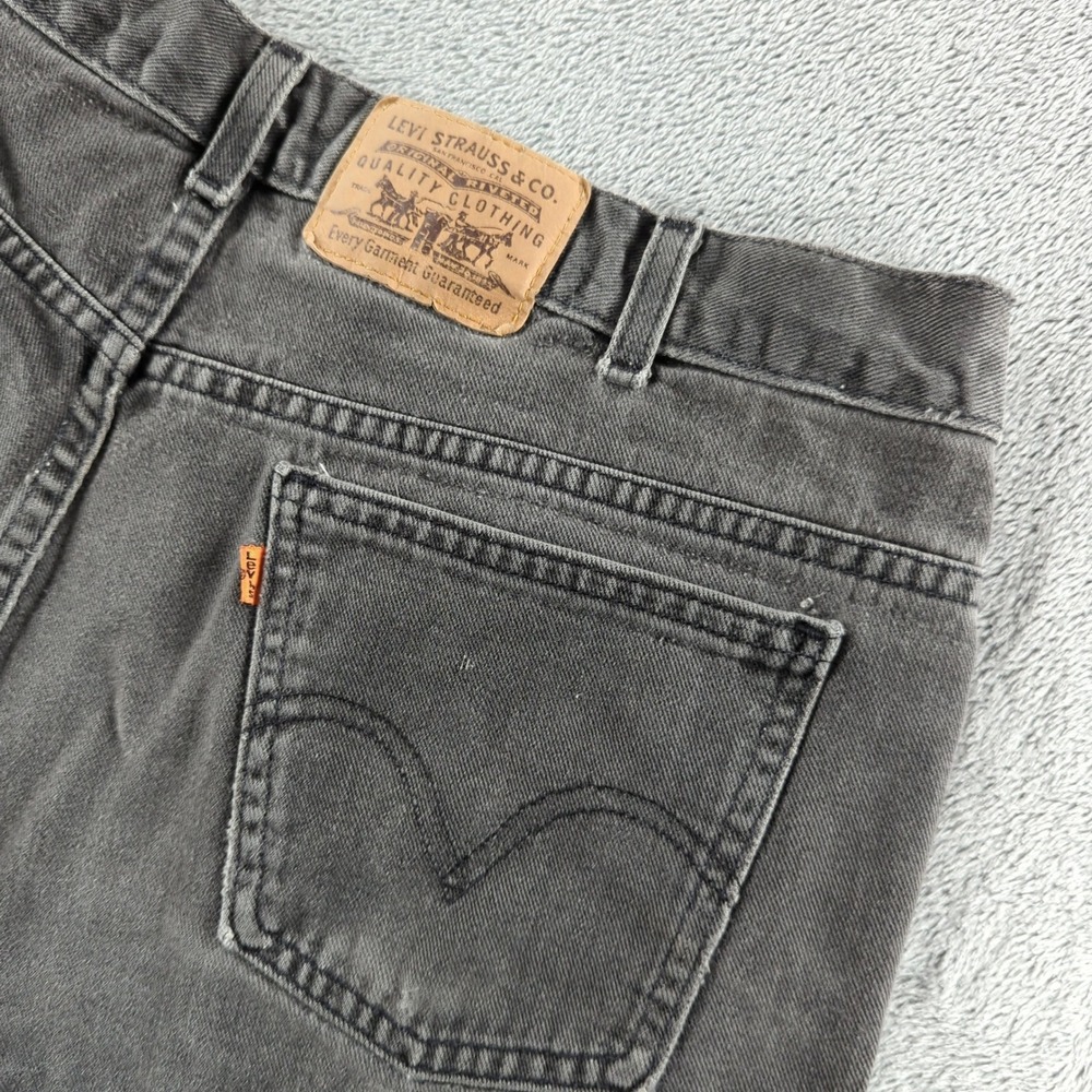 Vintage 90s Levis Orange Tab Jeans 40 (Fits 36x30) Black Faded Relaxed Straight